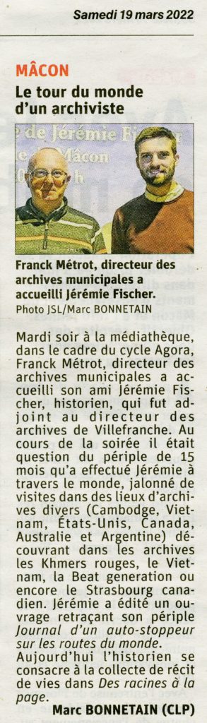 Article paru dans le Journal de Saône-et-Loire le 18 mars 2022.